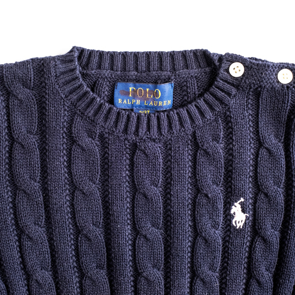 Girls Polo Ralph Lauren Cable-Knit Cotton Sweater Navy Blue NWOT - Size 3Y - Picture 9 of 10